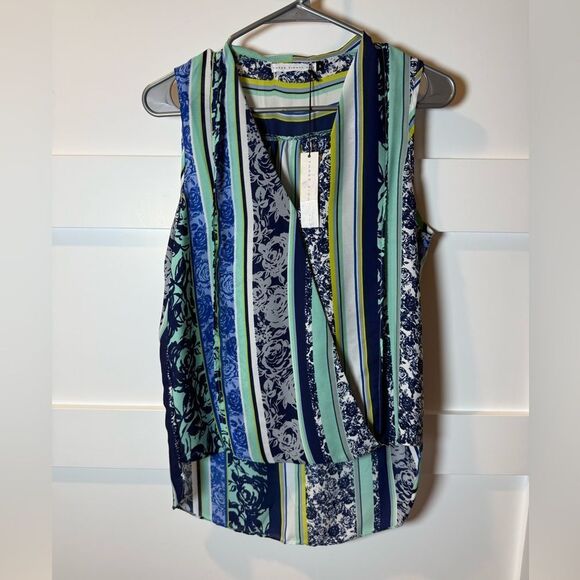 Three Eighty Two Tops - New Three Eighty Two Striped Floral Sleeveless Top